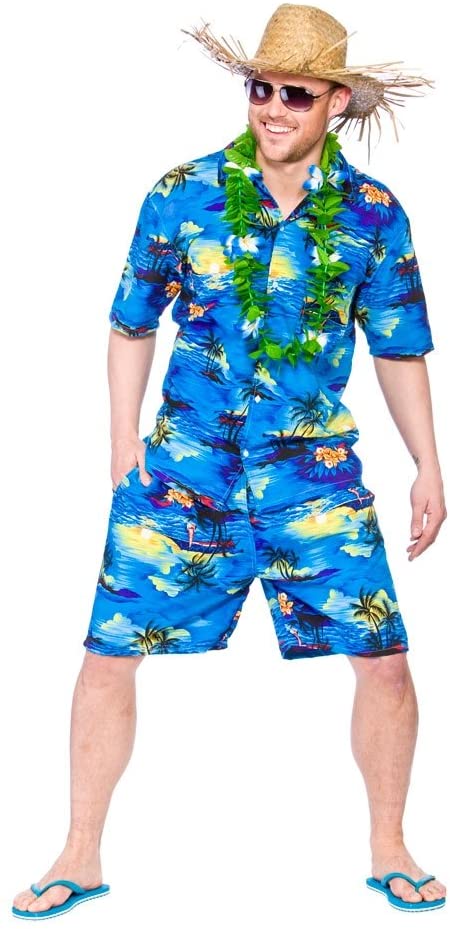 Adult Hawaiian Party Guy Costume - Blue Palm - X-Large, XL - Image 2
