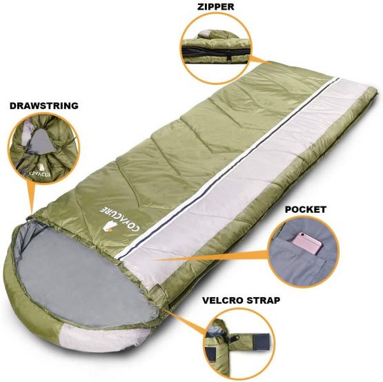 COVACURE Sleeping Bag, Ultra Warm & Lightweight Sleeping Bag for Adults, Envelope Compact Outdoor Sleeping Bags with Portable Compression Bag for Camping, Backpacking, Hiking - Image 3