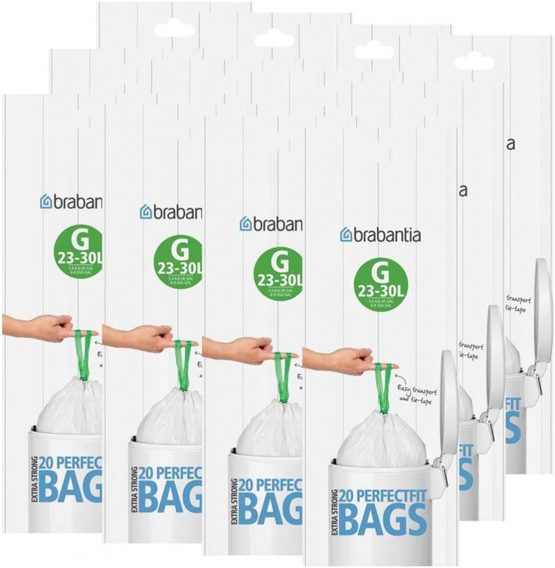 Brabantia 240 Waste Bags Smartfix 23-30 litre Slimline (12 Rolls), Code G