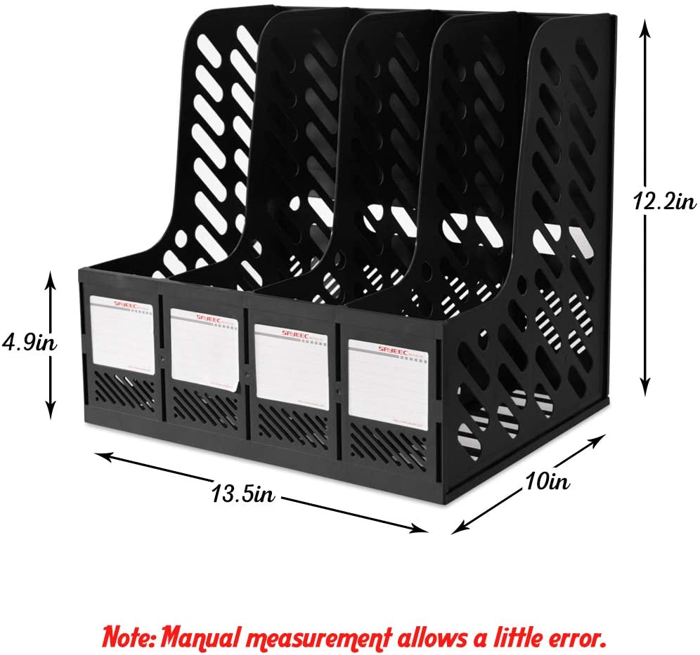KXF Plastic A4 File Organiser Desktop Office Organizer Documents Magazines Holder Office Desk Storage Kitchen Organiser Rack Dividers 4 Compartments File Frame Cabinet Home School Folder Bookshelf - Image 4