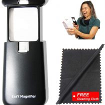 EasY Magnifier Original Pocket Led Magnifying Glass with Light 3X Small Hand Held Lighted Magnify Glasses for Close Work Reading Books Kids Toy; Mini Lens for Visually Impaired As Low Vision Aids