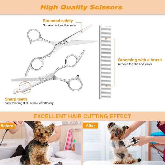 PANGU Dog Clippers Professional Pet Grooming Kit Low Noise, Rechargeable Pet Shaver Cordless Silent Dog Hair Trimmer with scissors comb Best Hair Clipper for Dogs Cats pets - Image 4