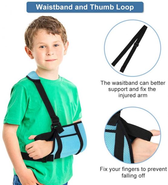 Kids Arm Sling, Medical Child Arm Sling Shoulder, Child Arm Immobilizer with Waistband and Storage Pockets, Arm Sling for Children Broken Arm, Elbow, Wrist Support and Injury Recovery - Image 4