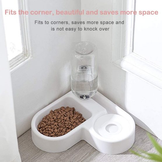 AYADA 2 in 1 Pet Feeder Water Automatic Dispenser with Bottle Dog Cat, Spill Proof Pet Drinking Fountain Water Bowl for Pets Feeding,No Spill Pet Water Bowl for Puppy Kitten Feed Pet Bowl(White) - Image 4