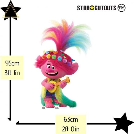 STAR CUTOUTS SC1497 Poppy Ukulele/Guitar Trolls World Tour Lifesize Cardboard Cutout/Decoration Height 95cm Width 63cm, Multicolour - Image 2