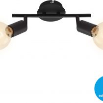 Briloner Leuchten Spotlight, Double Ceiling Light, Retro/Vintage, Swiveling and Rotating Spotlights, 2X E27, Max. 60W, Metal, Black