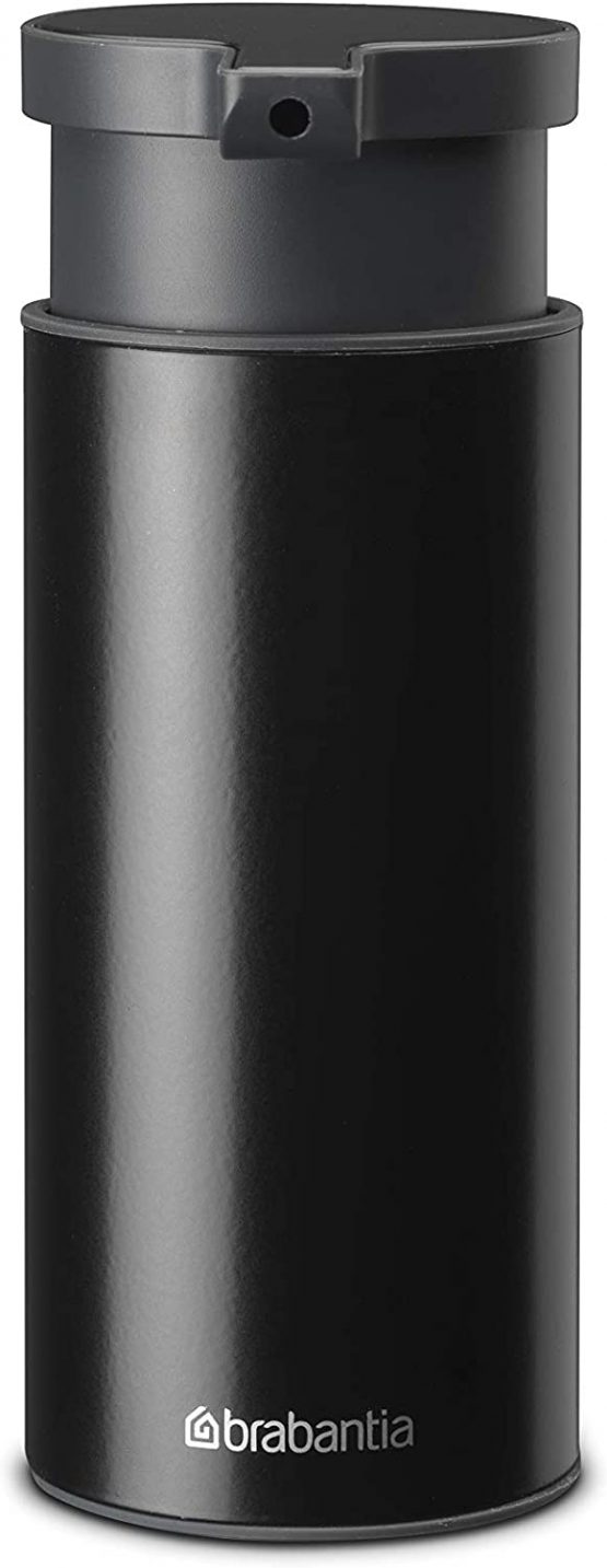 Brabantia Soap Dispenser 200ml (Matt Black) Handwash, Lotion, Shampoo Pump for Bathroom/Kitchen - Easy Refill, Easy Clean