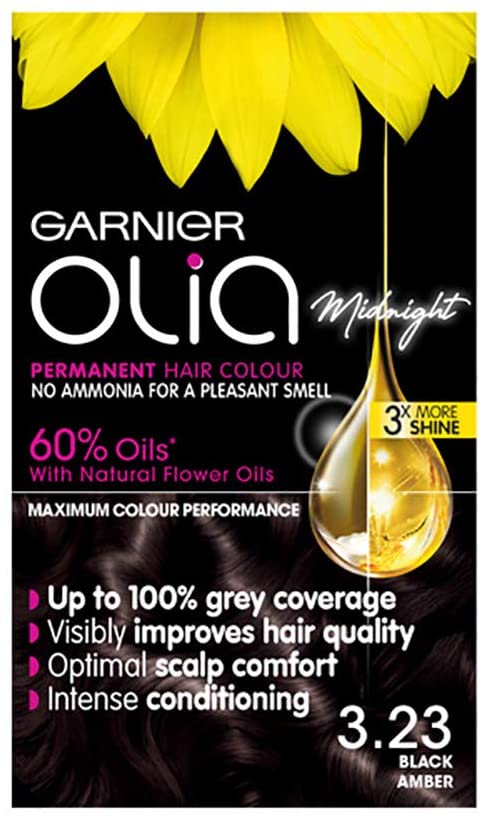 Garnier Olia Black Hair Dye Permanent, Up to 100% Grey ...