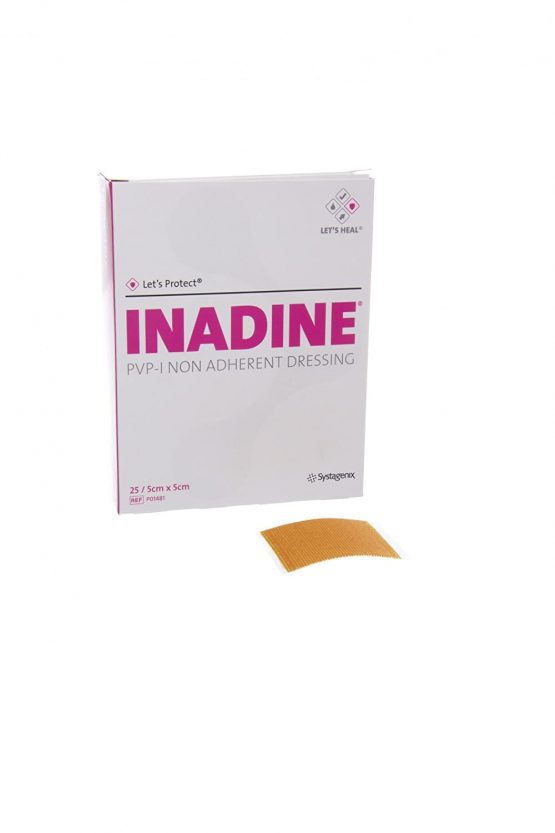 Inadine JKP01481 PVP-I Non-Adherent Dressing, Sterile, 5 cm Width, 5 cm Length (Pack of 25)