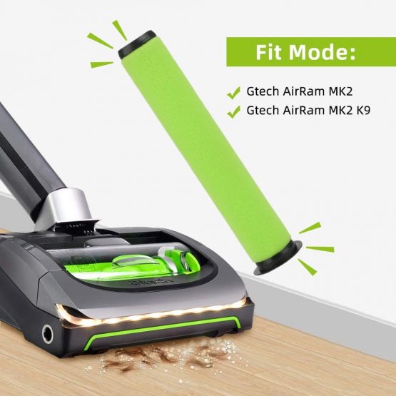 EMore 2 Pack Washable Dirt Bin Stick Filter for Gtech AirRam MK2 & Air