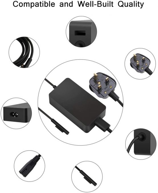 65W 15V 4A Surface Book Charger SUPERNIGHT Surface Pro Charger Power Supply for Microsoft Surface Book Surface Pro 3 Pro 4 Pro 5 Pro 6 Surface Go Surface Laptop Adapter with 5ft DC Power Cord - Image 4