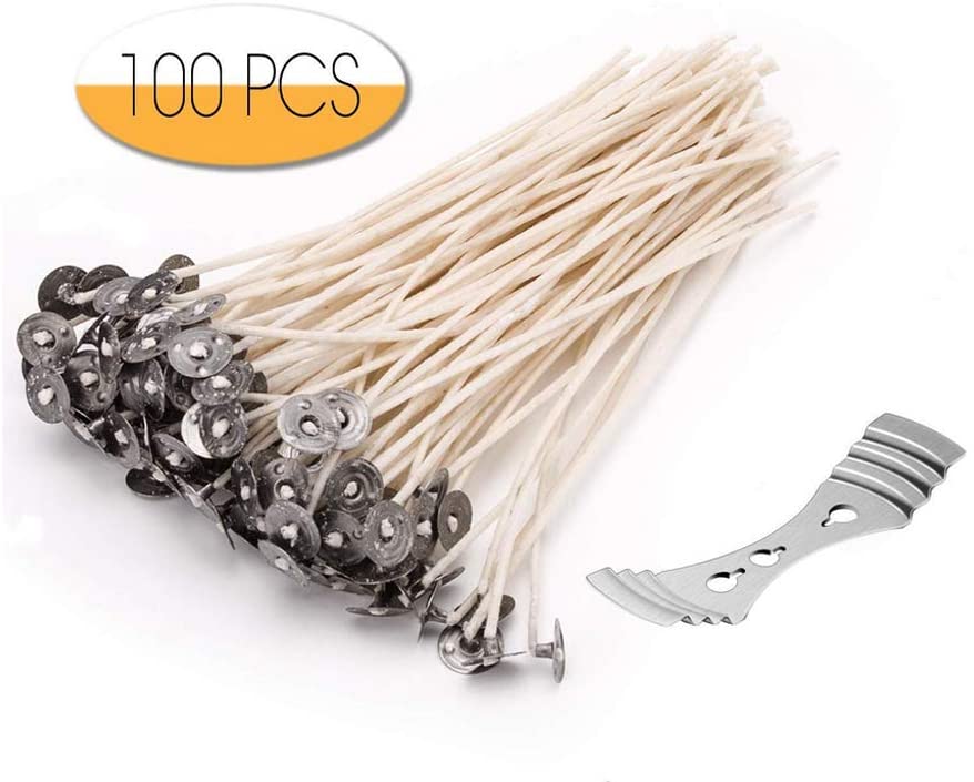 100 Pack 15 cm Long Pre Waxed Wicks Candle Wicks with 1 Piece Stainless
