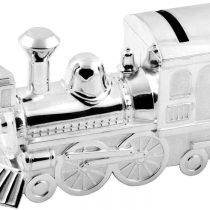 Christening Gifts. Boys Girls. Silver Train Money Box 6289