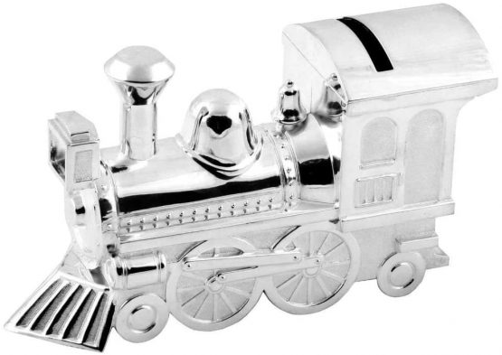 Christening Gifts. Boys Girls. Silver Train Money Box 6289