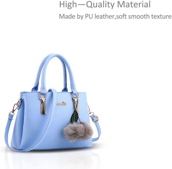 NICOLE&DORIS Handbags for Women Fashion Top-Handle Bags Crossbody Bags Messenger Bags Handbags with Pompom Blue - Image 3
