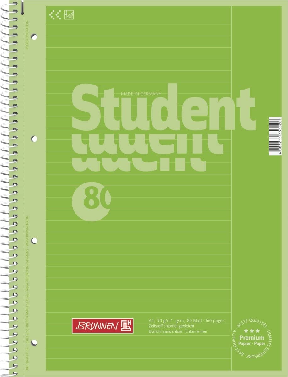 Brunnen Colour Code College Notepad, Spiral Bound, 4 Compartment, Supplied 25 A4 90 g/m², kiwi - Image 2