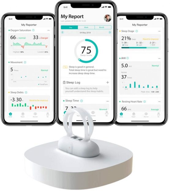 Wireless Sleep Monitor SpO2 Pulse Oximeter with Vibration Alarm for Low SpO2 Level and Obstructive Sleep Apnea,Tracking Blood Oxygen Saturation Level and Heart Rate Monitor - Image 2