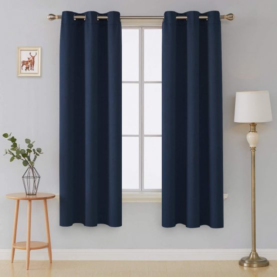 Deconovo Room Darkening Curtains Eyelet Blackout Curtains Thermal Insulated Curtains for Boys Bedroom Navy Blue 42 x 54 Inch 2 Panels - Image 2