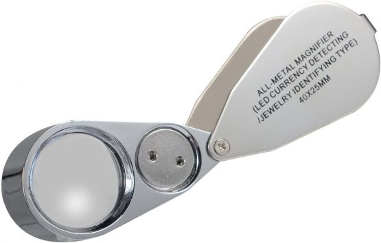 40X Full Metal Illuminated Jewellery Magnifier,XYK Folding Scientific Document Magnifying Glass Jewellers Lens Eye Loupe with LED and UV Light(LED Currency Detecting/Jewelry Identifying Type) - Image 4