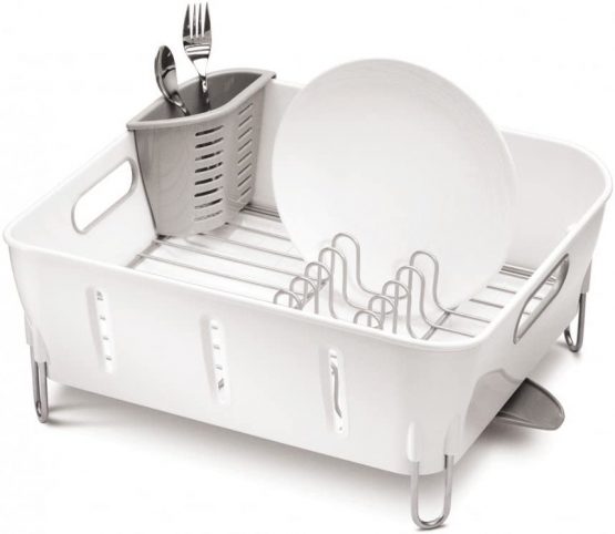simplehuman KT1104 Compact Dishrack, White Plastic, W 37.1cm x H 17.2cm x D 32.8cm