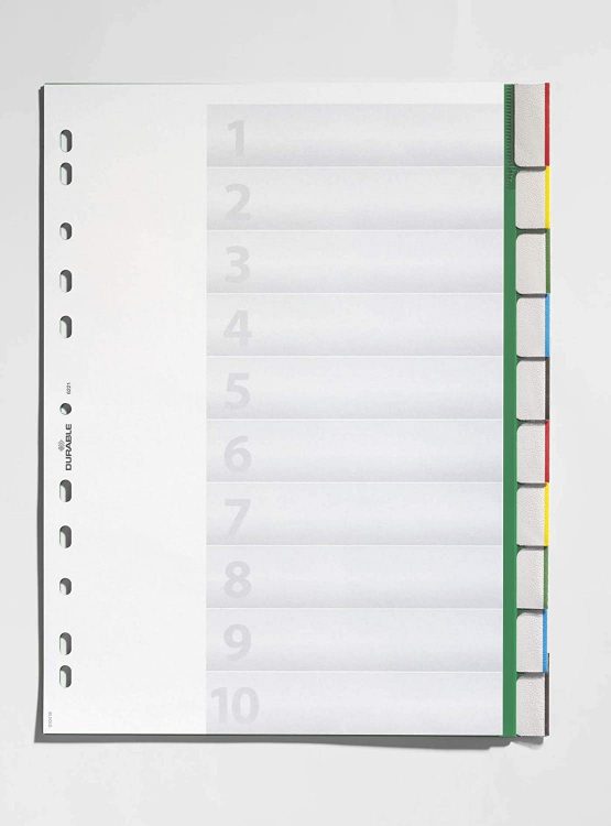 Durable 622105 Index File with Sealed Tabs and 10 Insert Labels for A4 Sheets - Green