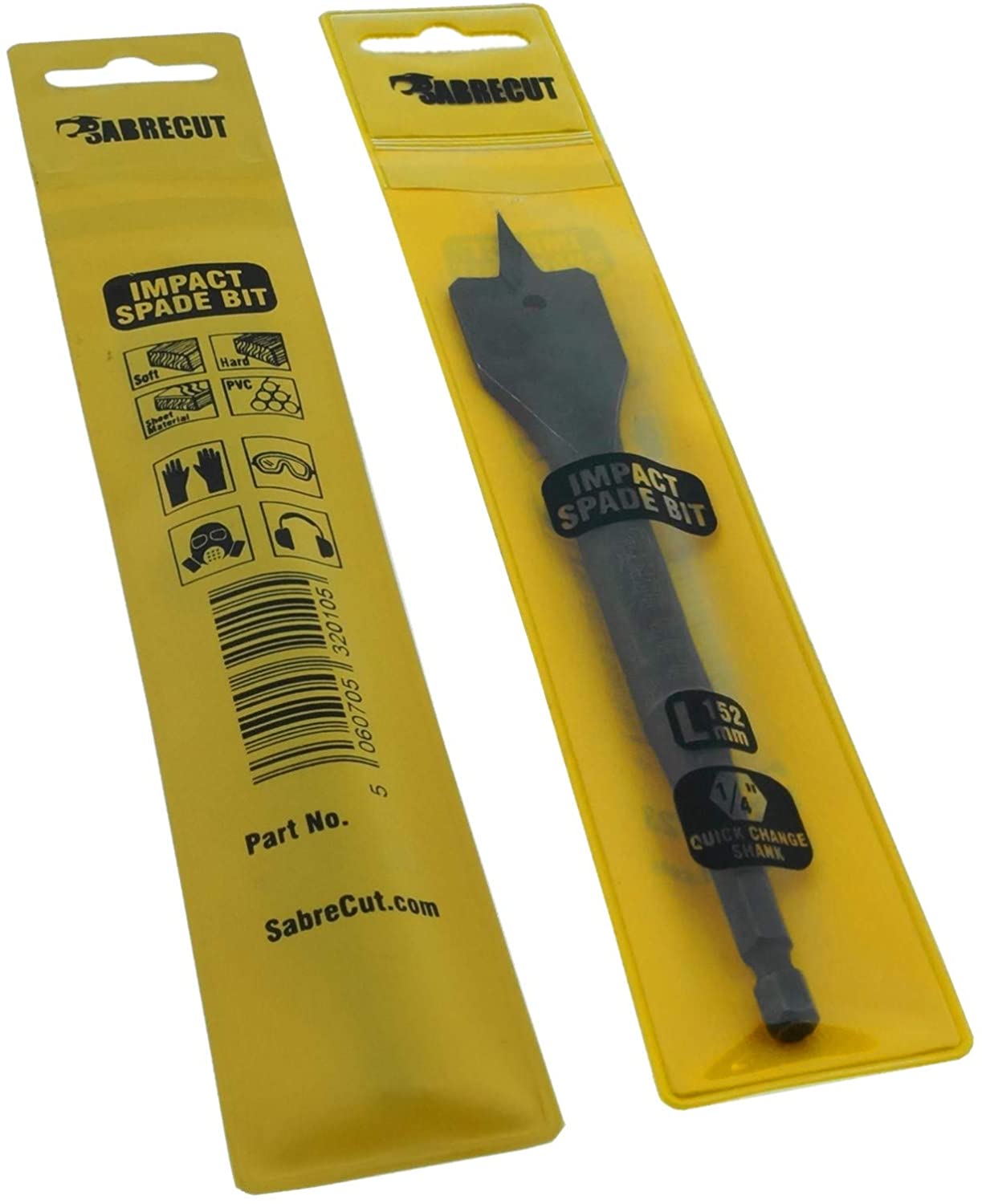3 x SabreCut SCRIW34_3 34mm x 152mm Impact Rated Flat Wood Spade Bits for Softwood Hardwood Chipboard - Image 4