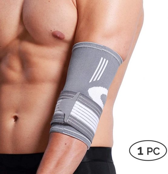 Neotech Care Elbow Brace Support Sleeve (1 Unit) - Elastic & Breathable Fabric - Adjustable Compression Strap / Band - For Men, Women, Right or Left Arm - Gray Color (Size S) - Image 4
