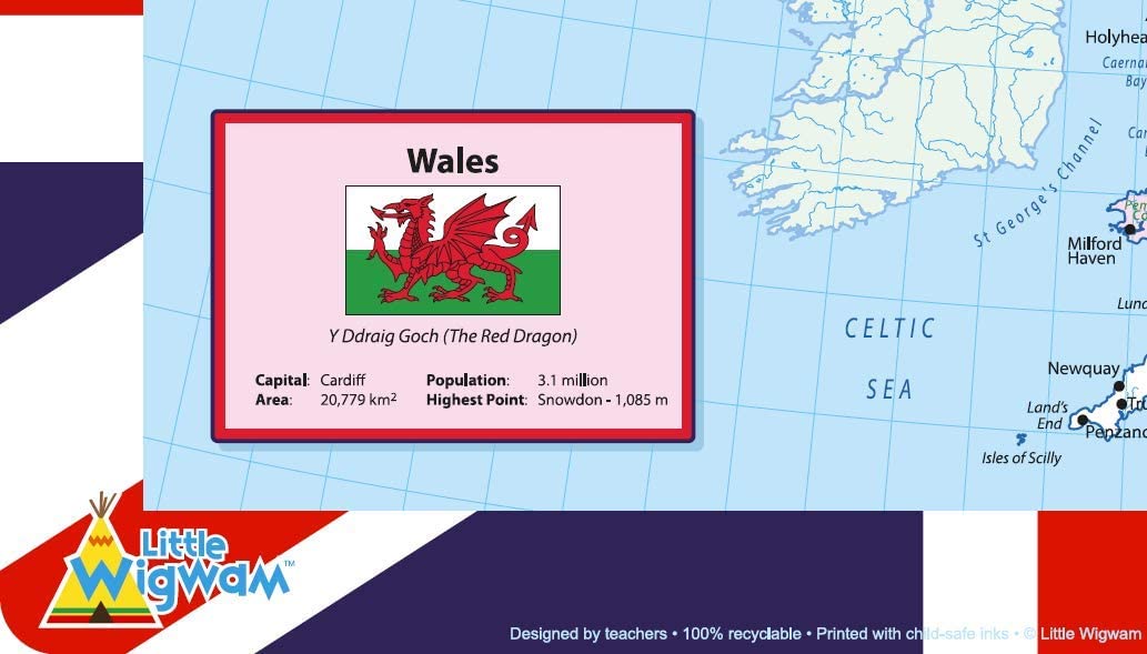 Little Wigwam United Kingdom UK Map Placemat Multicolour, 42 x 30 cm - Image 2