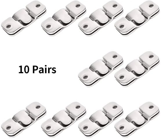 Mila-Amaz 10 Pairs Flush Concealed Mount Brackets, Mini Flush Steel Mounts for Photo Frame, Headboard Mount Hangers Wall Mount Hardware