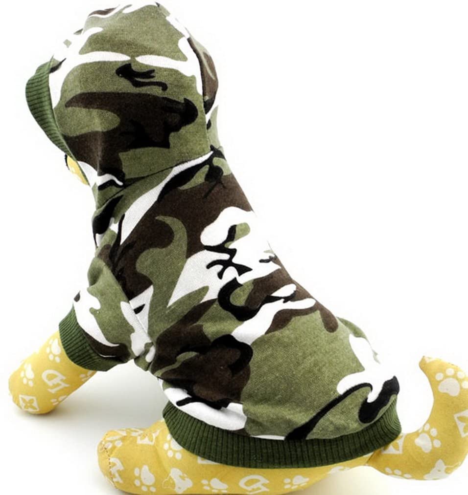 ZUNEA Small Dog Clothes for Male Summer Camo Shirt Hoodie Jumper Puppy T-Shirt Chihuahua Tee Shirts Green L (This size run small