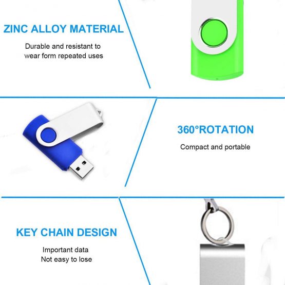 EASTBULL 4GB Memory Stick 50 Pack USB 2.0 Flash Drives Bulk USB Sticks Swivel Thumb Drive Pen Drive (4GB 10-Multicolor) - Image 2