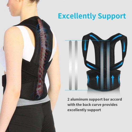 Back Brace Posture Corrector, Shoulder Lumbar Waist Support Belt with Adjustable Wide Straps, for Upper Back Pain Relief, Improve Sitting and Standing Poor Posture, S Size - Image 2