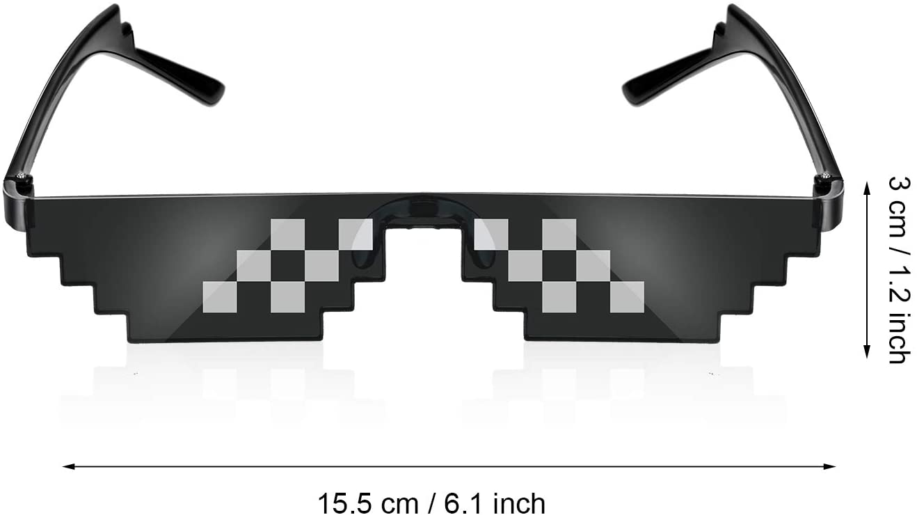 Frienda 3 Pairs Pixel Sunglasses Thug Sunglasses Cool Thug Glasses Plastic Pixel Sunglasses