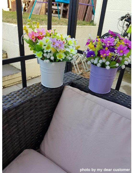 Metal Flower Pot Vase Bucket Hanging Garden Planter without Drainage Hole, Balcony Home Decor, Detachable Hook (10 Pcs with Assorted 10 Colours) - Image 4