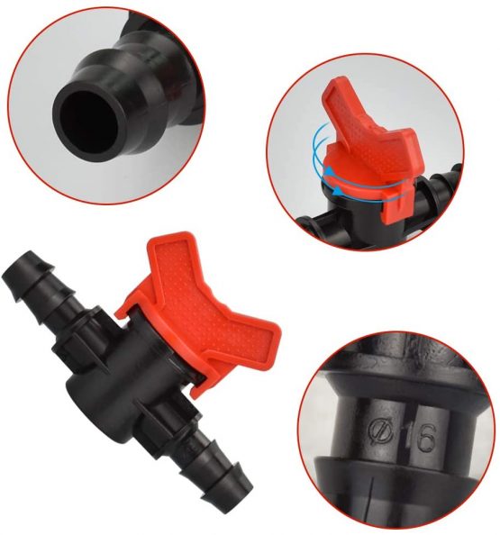LYTIVAGEN 12 PCS Plastic Garden Faucet, Pipe Irrigation Valve 16 * 16mm Pipe Valve Switch for Outdoor Garden Water Valve Control (Black + Red) - Image 3