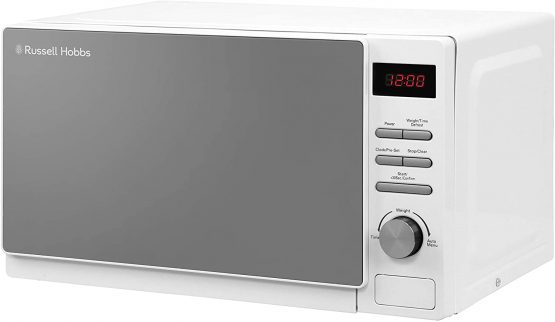 Russell Hobbs RHM2079A 20 L 800 W White Digital Solo Microwave with 5 Power Levels, Automatic Defrost, 8 Auto Cook Menus, Clock & Timer, Easy Clean
