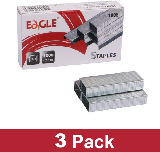 Eagle Staples, #24/6 Staples, 1000/box, 3-Pack, 3000 pcs in Total