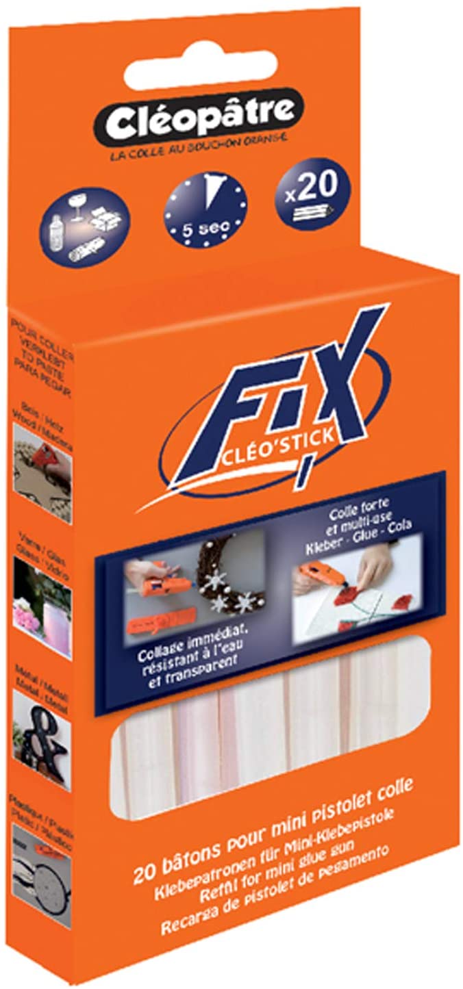 Cléopâtre PO20RCT Cléo Stick Fix Adhesive Cartridges Diameter 7 mm Length Approx. 10 cm Suitable for Collages of Cardboard Ceramic and Plastic
