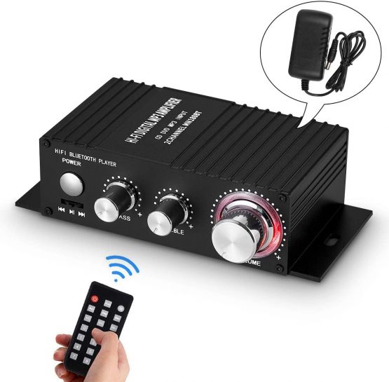 Mini Bluetooth Audio Amplifier Receiver Stereo Power Amp Remote USB Music Player with Power Supply - Image 2