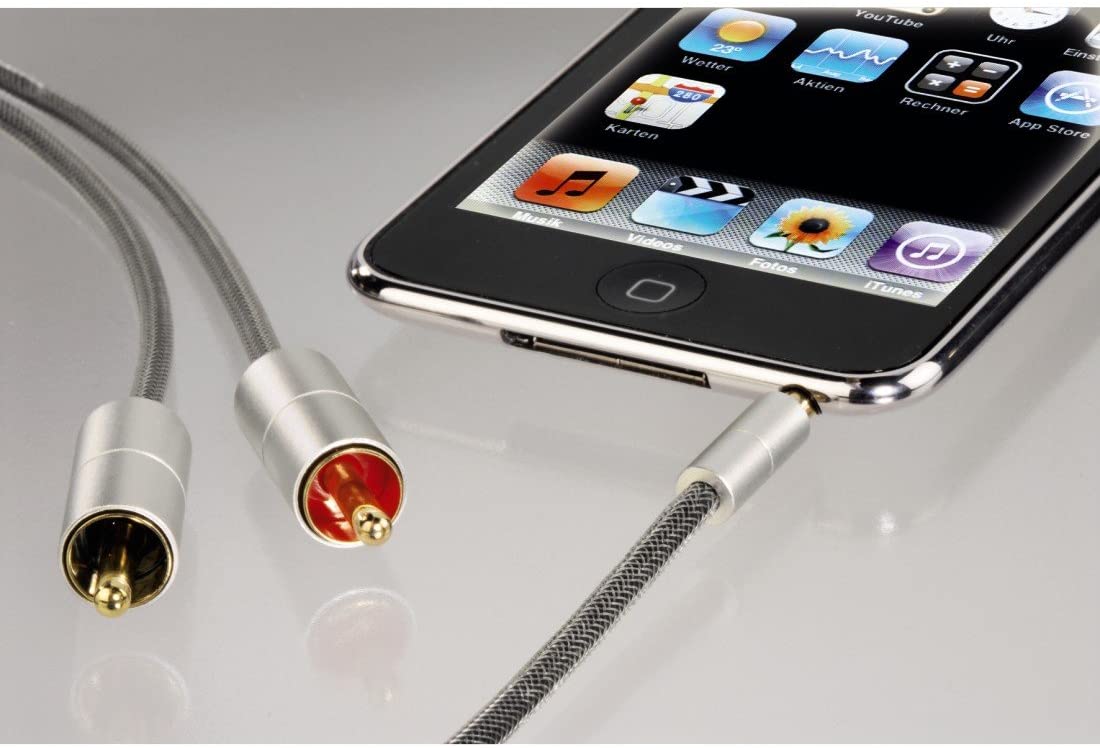 Hama 80864 1m AluLine 3.5 mm Jack Stereo Plug - 2 x RCA Plug Connecting Cable, Silver, 1 Meters - Image 3
