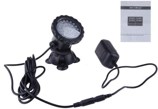 SecurityIng Pond Light, 36 LED Waterproof Underwater Submersible Lights Multi-Color Spotlight Dimmable Aquarium Light for Garden Fountain Fish Tank Pool,Control Not Included (1 Pack) - Image 4