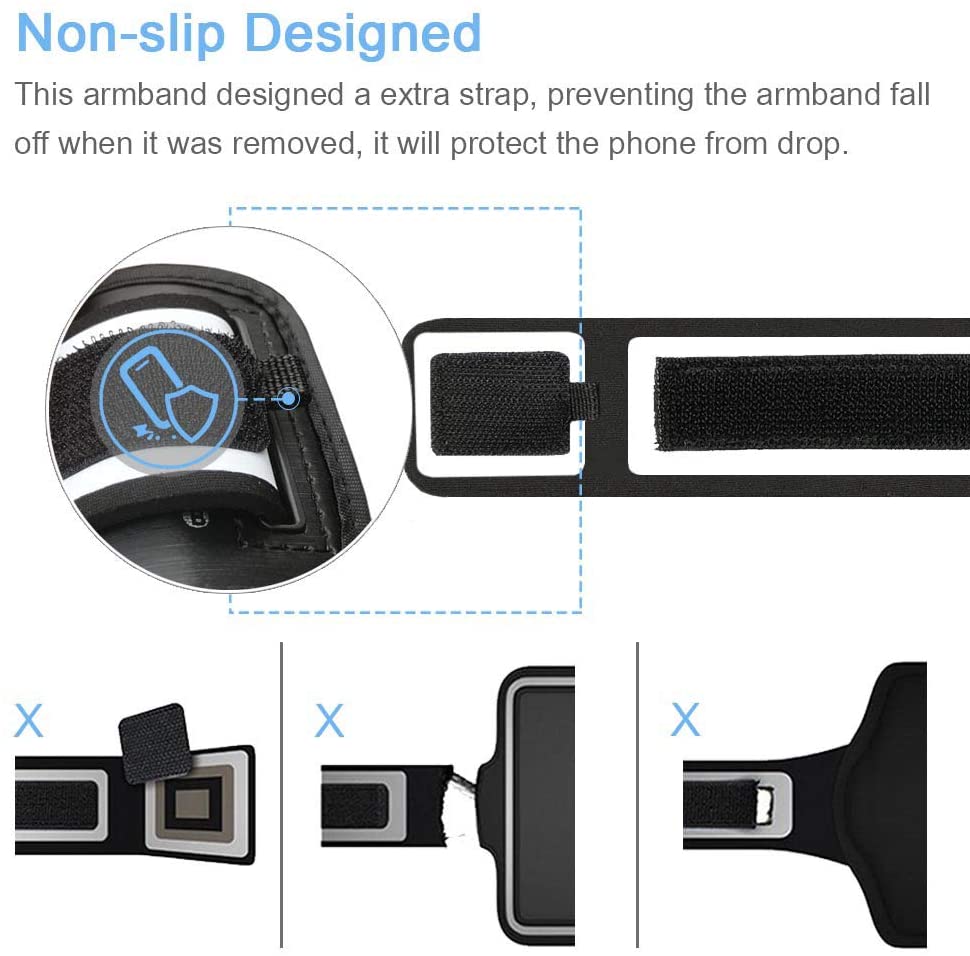 JEMACHE ID Touch Supported Gym Jog Run Workout Arm Band Case for iPhone 6/6S/7/8 Plus (Black) - Image 4