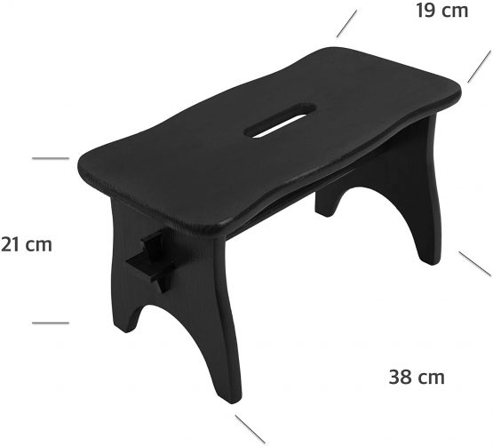 Creative Deco Black Small Toddler Child Wooden Chair Foot Stool Step | 38 x 19 x 21 cm | Small Unpainted Unfinished | Pinewood | Perfect for Children, Kids, Feet, Nursery & Kitchen - Image 2