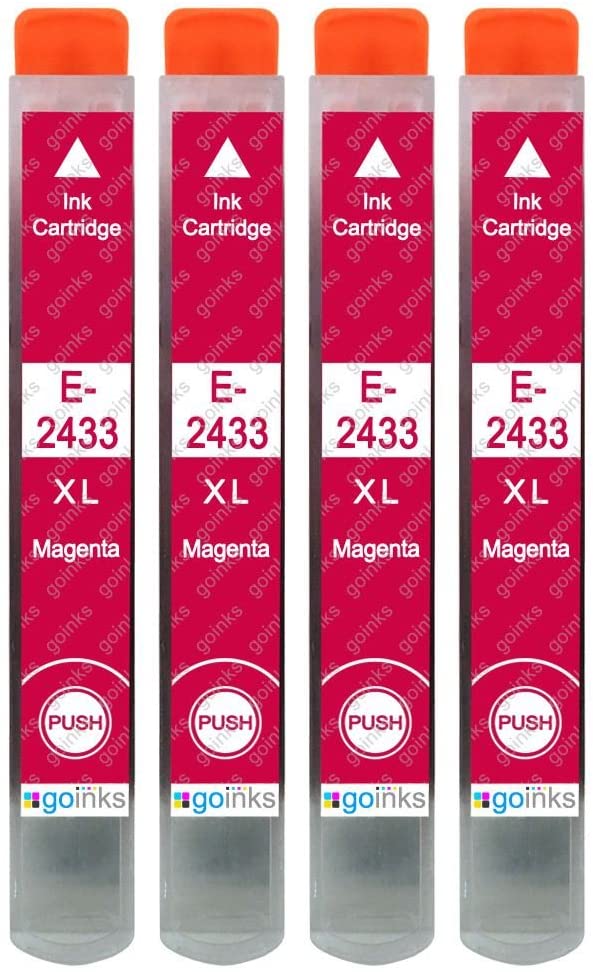 Go Inks Compatible 24XL Magenta Ink Cartridge, 4 Pack XL Multipack replaces T2433 for Epson Expression XP-55, XP-65, XP-750