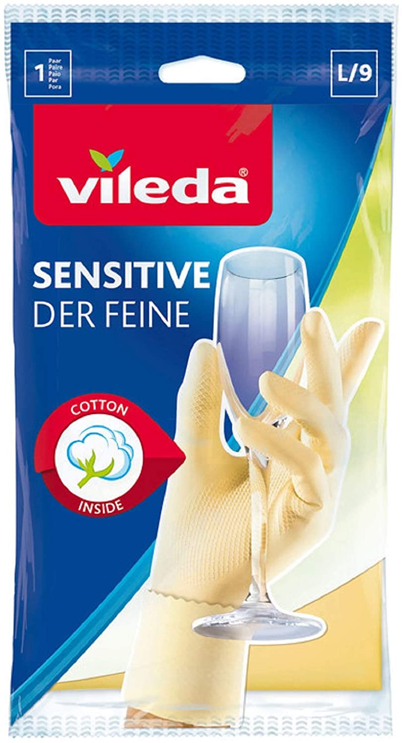 Vileda Gloves Size L Single Pack (1 x 1 Pair) Fine/Sensitive, Transparent
