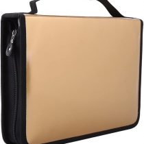 150 Slots PU Leather Fabric Pencil Case Large Capacity Zippered Pen Bag Pouch with Handle Strap Multi-Layer Art Pencils Storage Organizer Stationary Case (Color : Gold)