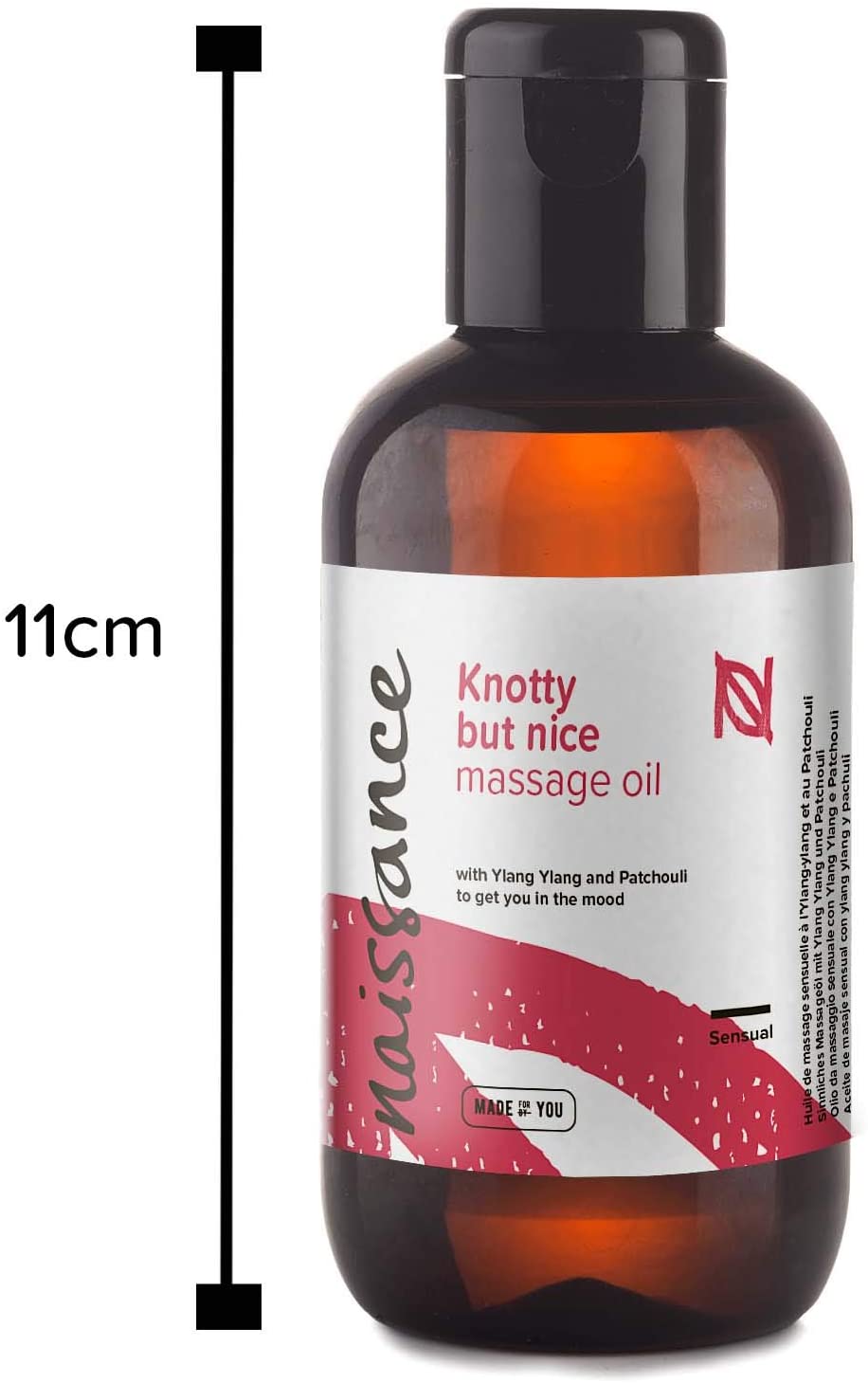 Naissance 'Knotty But Nice' Massage Oil 100ml, 100% Blend of Grapeseed with Ylang Ylang, Patchouli, Clary Sage, Orange - Image 3