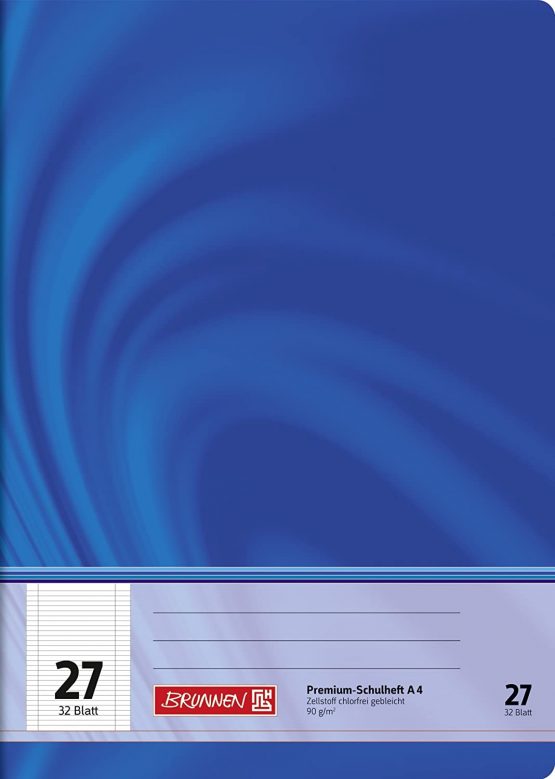 Brunnen 104442702 School Notebook A4, 32 Pages, Blank with Lined Sheets, line Style 27