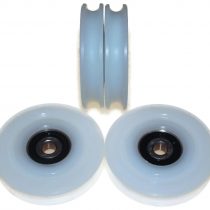 Pack of 4 x Nylon Pulley Wheels with 6 mm Round Groove 80 mm Diameter 12 mm bearing 100 kg Capacity Precisely Machined in the EU (80-6-12)