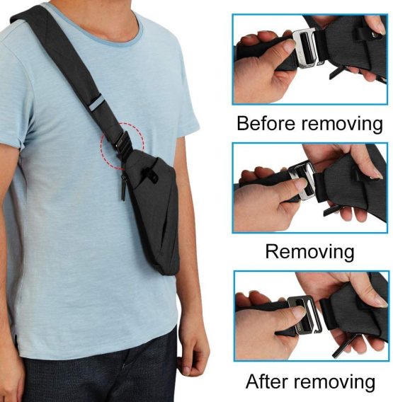 OSOCE Sling Chest Bag Cross Body Shoulder Backpack Anti Theft Travel Bags Daypack for Men Women B13-007, Black, L - Image 3
